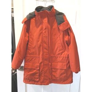 Lands' End AirCore 200 Orange Fleece Lined Women's Hooded Parka 1X (16-18) EUC